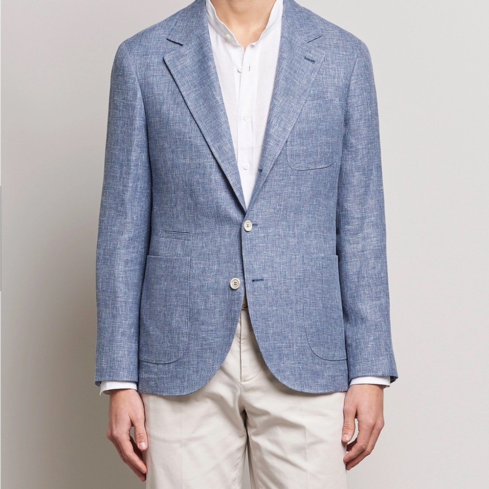 Brunello Cucinelli Blue-Grey Textured Sport Coat - Picture 5 of 7